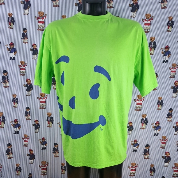 Reebok & Kool-Aid Man big face callob lime green & blue graphic XL t-shirt - Picture 1 of 6